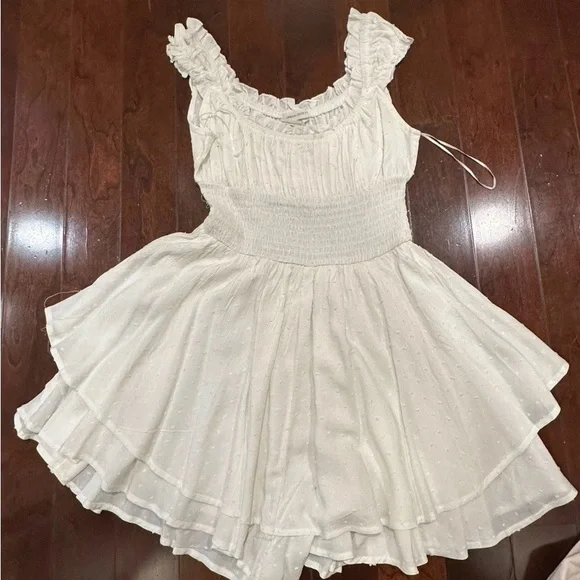 Urban Outfitters Dress/Romper Bundle Red Dress and White Romper Set - Picture 2 of 6